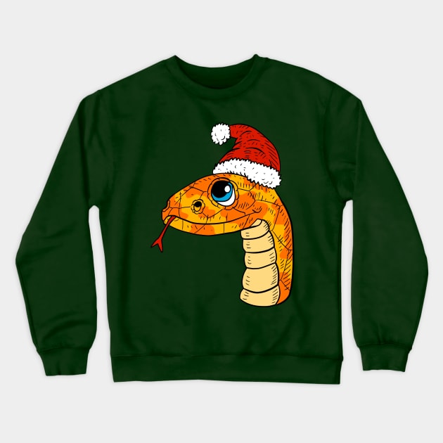 Christmas snake. yellow santa python. Crewneck Sweatshirt by JJadx